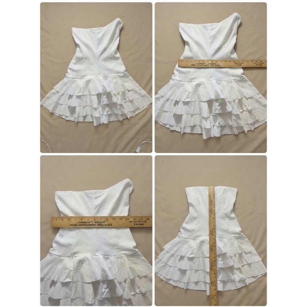 Womens White One Shoulder Ruffle Cocktail Dress M⁠